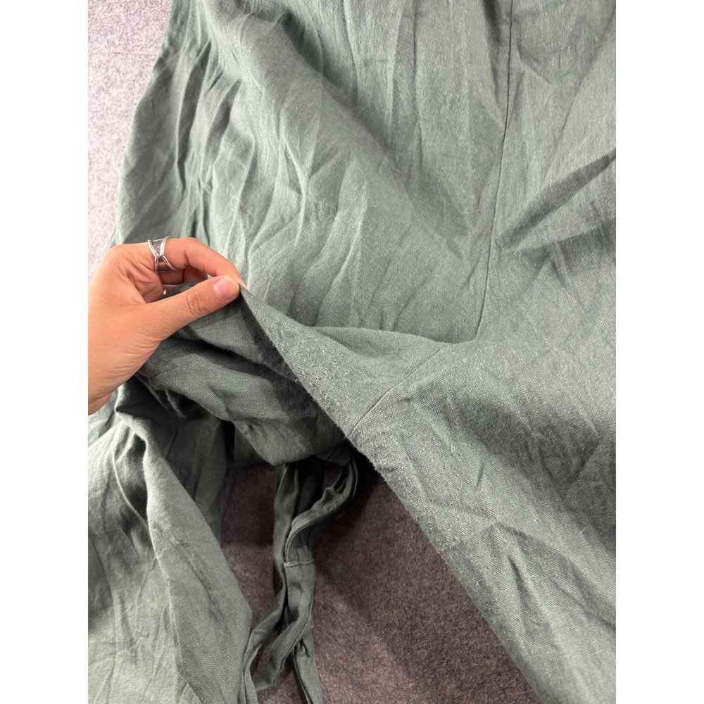 A New Day Sage Green Linen Blend Wide Leg Tie Strap Jumpsuit 2X Boho Coastal